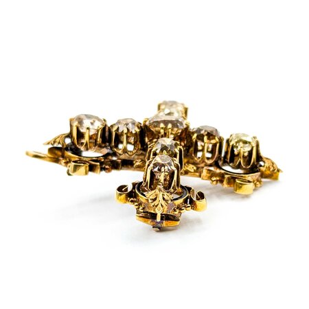 Brooch Cross 5ctw Old Mine Cut Diamonds 14ky 42mm 14.41g 225040128