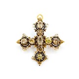  Brooch Cross 5ctw Old Mine Cut Diamonds 14ky 42mm 14.41g 225040128