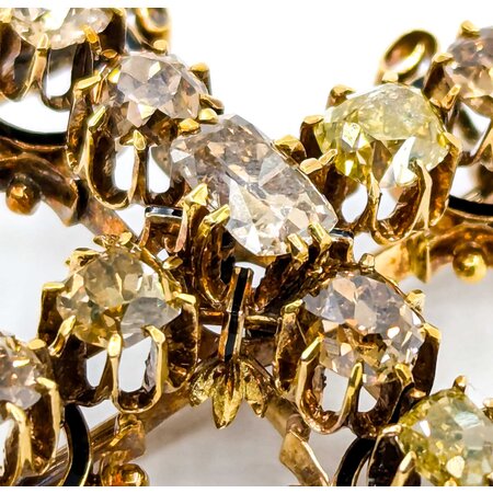 Brooch Cross 5ctw Old Mine Cut Diamonds 14ky 42mm 14.41g 225040128