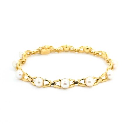 Bracelet V Link 6mm Pearl 14ky 6mm 7.5" 13.4g 225040139