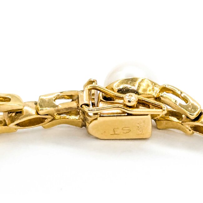 Bracelet V Link 6mm Pearl 14ky 6mm 7.5" 13.4g 225040139