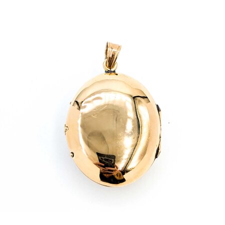 Pendant Leaf Motif Locket 2mm Seed Pearls 12ky 1.9x1.2" 11.2g 225040064