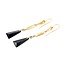 Earrings Dangle .20ctw Round Diamonds Onyx 2.5mm Seed Pearls 14ky 2.6x.4" 4g 225040101