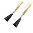 Earrings Dangle .20ctw Round Diamonds Onyx 2.5mm Seed Pearls 14ky 2.6x.4" 4g 225040101