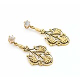  Earrings Fleur De Lis Dangle 5mm Moonstone 14ky 1.6x.8" 8.8g 225040102