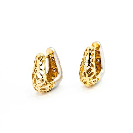Earrings Brushed Hinged .20ctw Round Diamonds 14ktt 5-8.5mm 8.72g 225040123