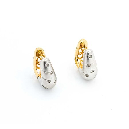 Earrings Brushed Hinged .20ctw Round Diamonds 14ktt 5-8.5mm 8.72g 225040123