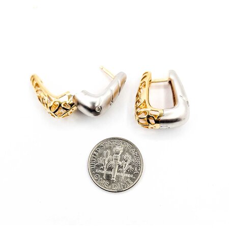 Earrings Brushed Hinged .20ctw Round Diamonds 14ktt 5-8.5mm 8.72g 225040123