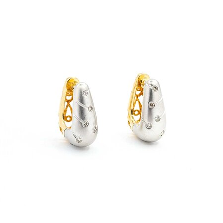 Earrings Brushed Hinged .20ctw Round Diamonds 14ktt 5-8.5mm 8.72g 225040123
