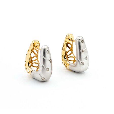 Earrings Brushed Hinged .20ctw Round Diamonds 14ktt 5-8.5mm 8.72g 225040123