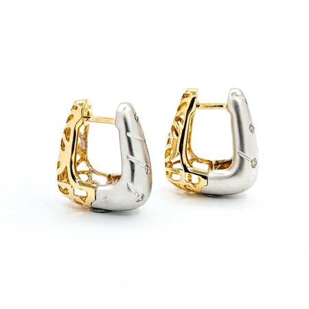 Earrings Brushed Hinged .20ctw Round Diamonds 14ktt 5-8.5mm 8.72g 225040123