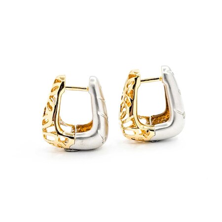 Earrings Brushed Hinged .20ctw Round Diamonds 14ktt 5-8.5mm 8.72g 225040123