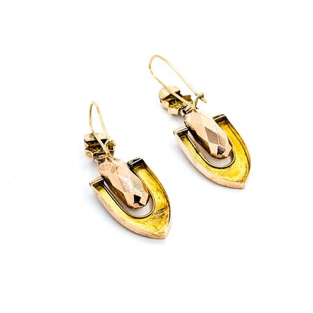 Earrings Fleur De Lis Dangle Black Enamel 14ky 1.75x.55" 6.9g 225040105