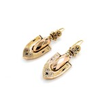 Earrings Fleur De Lis Dangle Black Enamel 14ky 1.75x.55" 6.9g 225040105