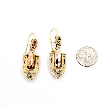 Earrings Fleur De Lis Dangle Black Enamel 14ky 1.75x.55" 6.9g 225040105
