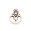 Ring Filigree Shield .28ctw Old Euro Cut Diamonds .30ctw Sapphire 18kw 26x14.5mm Sz5.5 4.1g 225040072