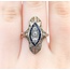 Ring Filigree Shield .28ctw Old Euro Cut Diamonds .30ctw Sapphire 18kw 26x14.5mm Sz5.5 4.1g 225040072
