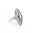 Ring Filigree Shield .28ctw Old Euro Cut Diamonds .30ctw Sapphire 18kw 26x14.5mm Sz5.5 4.1g 225040072