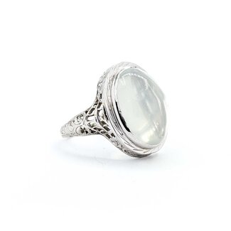 Ring Filigree 11ct Cabochon Moonstone 14kw 18.5x15mm Sz7 4.1g 225040073