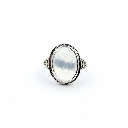 Ring Filigree 11ct Cabochon Moonstone 14kw 18.5x15mm Sz7 4.1g 225040073