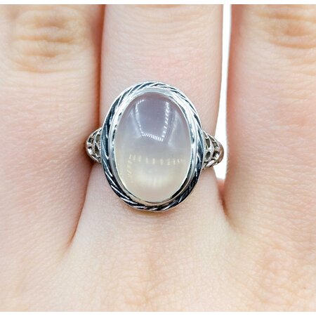 Ring Filigree 11ct Cabochon Moonstone 14kw 18.5x15mm Sz7 4.1g 225040073