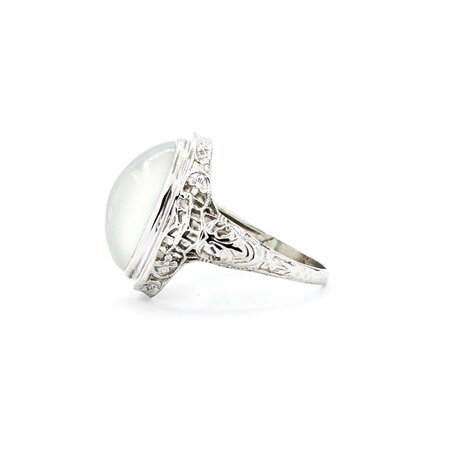Ring Filigree 11ct Cabochon Moonstone 14kw 18.5x15mm Sz7 4.1g 225040073