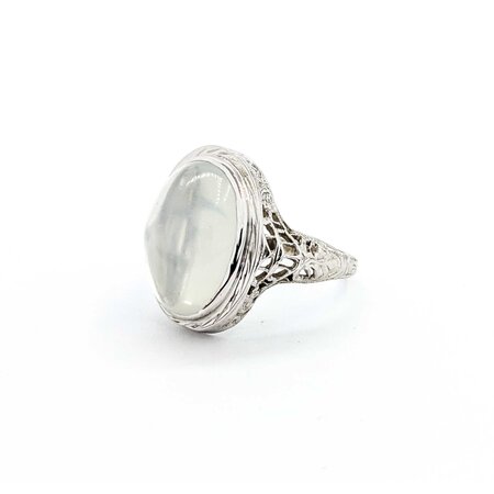 Ring Filigree 11ct Cabochon Moonstone 14kw 18.5x15mm Sz7 4.1g 225040073