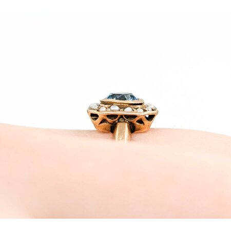 Ring .50ct Blue Zircon 10ky 10x10mm Sz5.75 2.2g 225040082