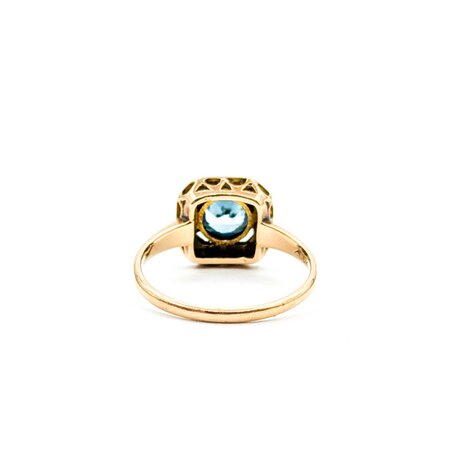 Ring .50ct Blue Zircon 10ky 10x10mm Sz5.75 2.2g 225040082