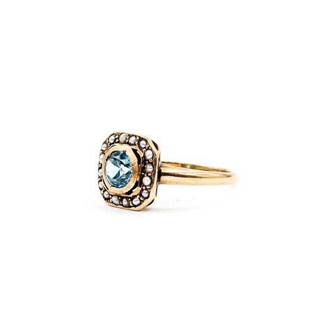Ring .50ct Blue Zircon 10ky 10x10mm Sz5.75 2.2g 225040082