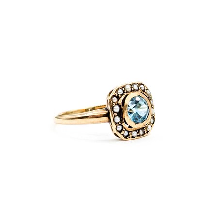 Ring .50ct Blue Zircon 10ky 10x10mm Sz5.75 2.2g 225040082