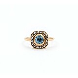  Ring .50ct Blue Zircon 10ky 10x10mm Sz5.75 2.2g 225040082