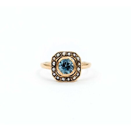 Ring .50ct Blue Zircon 10ky 10x10mm Sz5.75 2.2g 225040082