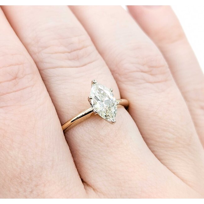 Ring Solitaire 1.02ct Marquise Diamond 14ky Sz7.5 2.39g 225040058