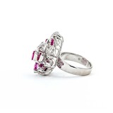 Ring Vintage .30ctw Single Cut Diamonds 2.00ctw Pink Lab Grown Sapphires 14kw 22x20 Sz4.5 7.09g 225040053