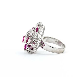 Ring Vintage .30ctw Single Cut Diamonds 2.00ctw Pink Lab Grown Sapphires 14kw 22x20 Sz4.5 7.09g 225040053