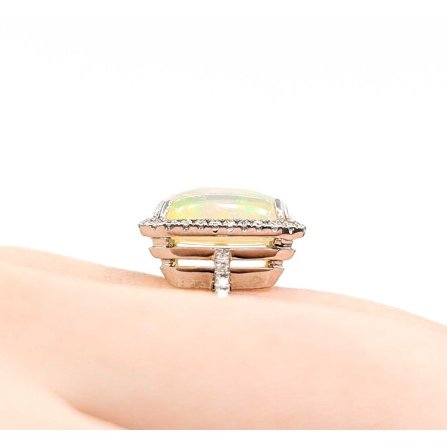 Ring Effy Halo .20ctw Round Diamonds 3.50ct Opal 14kw 14.7x12.8 Sz5 3.85g 225040052