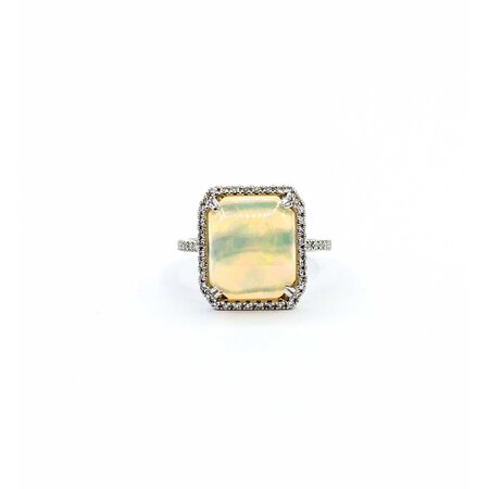 Ring Effy Halo .20ctw Round Diamonds 3.50ct Opal 14kw 14.7x12.8 Sz5 3.85g 225040052