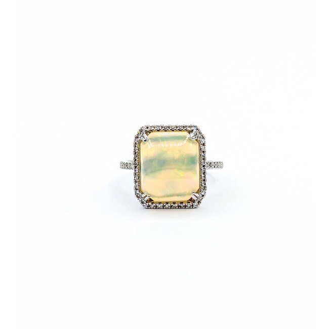 Ring Effy Halo .20ctw Round Diamonds 3.50ct Opal 14kw 14.7x12.8 Sz5 3.85g 225040052
