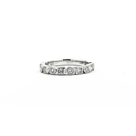 Ring Band .30ctw Round/Princess Diamonds 18kw Sz3.75 2.29g 225040144