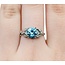 Ring Milgrain .33ctw Marquise & Round Diamonds 1.75ct Blue Zircon 900pt 7.5x7.7mm Sz7 3.9g 225040077