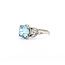 Ring Milgrain .33ctw Marquise & Round Diamonds 1.75ct Blue Zircon 900pt 7.5x7.7mm Sz7 3.9g 225040077