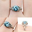 Ring Milgrain .33ctw Marquise & Round Diamonds 1.75ct Blue Zircon 900pt 7.5x7.7mm Sz7 3.9g 225040077
