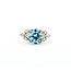 Ring Milgrain .33ctw Marquise & Round Diamonds 1.75ct Blue Zircon 900pt 7.5x7.7mm Sz7 3.9g 225040077
