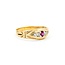 Ring .16ctw Mine Cut Diamonds .12ctw Ruby 18ky 7mm Sz9.5 3.5g 225040085