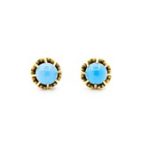  Earrings Screwback Stud 6mm Turquoise 14ky 9mm 3.7g 225040098