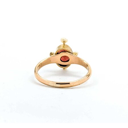 Ring 1.25ct Garnet 2.75mm Seed Pearls 10ky 13.5x10.5mm Sz7 2.1g 225040086