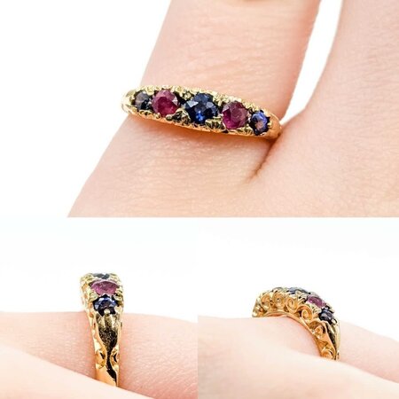 Ring .25ctw Blue Sapphire .18ctw Ruby 14ky 4.2mm Sz3.75 2.7g 225040083