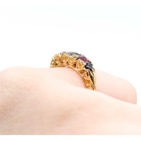 Ring .25ctw Blue Sapphire .18ctw Ruby 14ky 4.2mm Sz3.75 2.7g 225040083