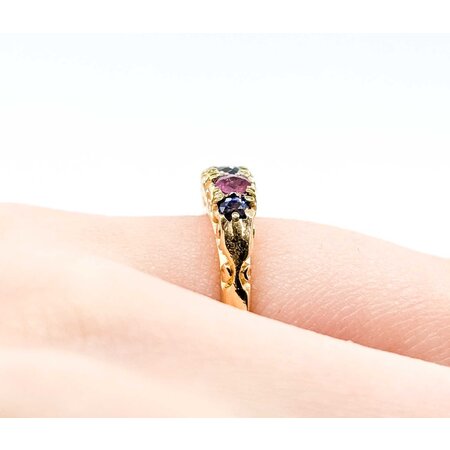 Ring .25ctw Blue Sapphire .18ctw Ruby 14ky 4.2mm Sz3.75 2.7g 225040083